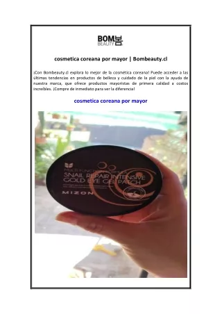 cosmetica coreana por mayor  Bombeauty.cl