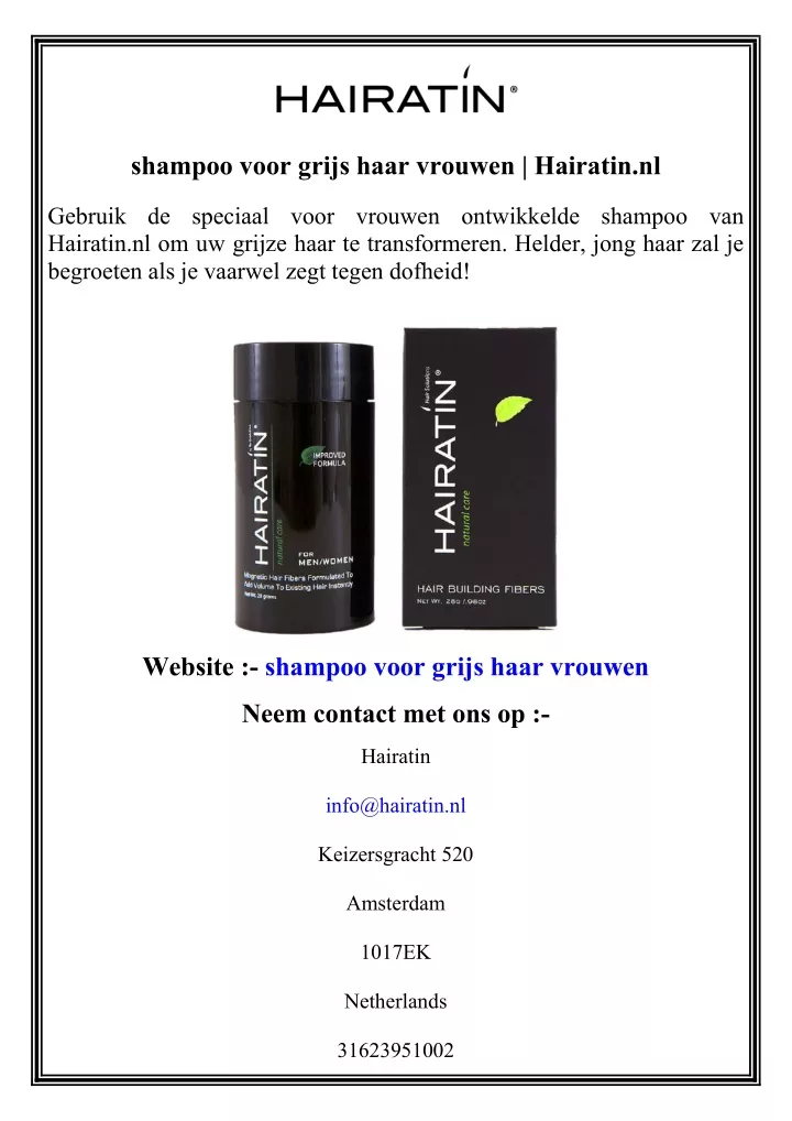 shampoo voor grijs haar vrouwen hairatin nl