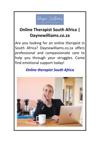 Online Therapist South Africa  Daynewilliams.co.za