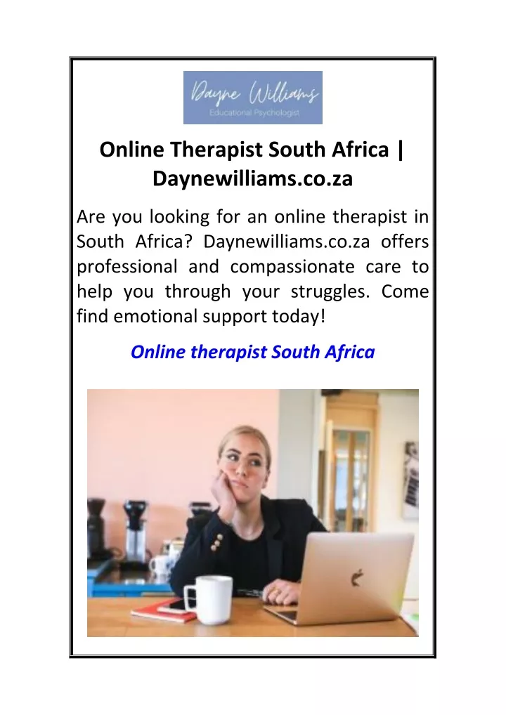 online therapist south africa daynewilliams co za