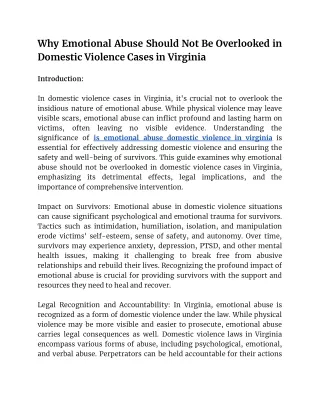 is emotional abuse domestic violence in virginia