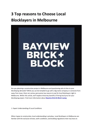 Bayview Brick & Block Laying