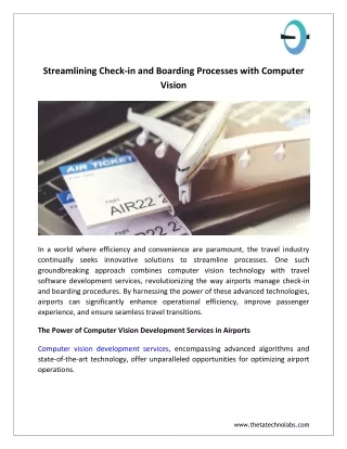 Streamlining Check-in and Boarding Processes with Computer Vision
