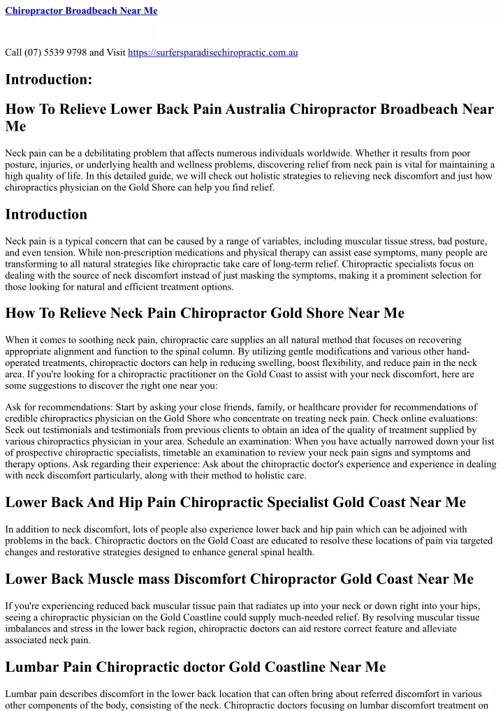 chiropractor broadbeach near me