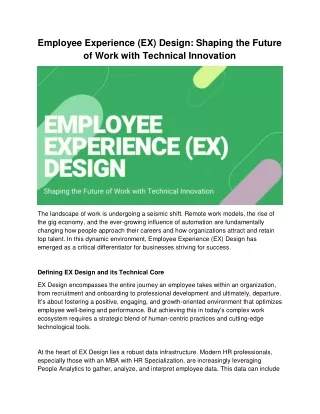 Employee Experience (EX) Design