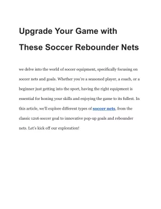 Upgrade Your Game with These Soccer Rebounder Nets