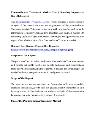 Pneumothorax Treatment Market