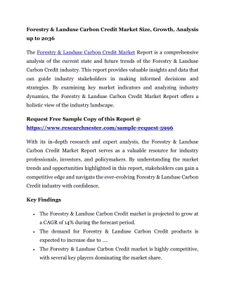 Forestry & Landuse Carbon Credit Market