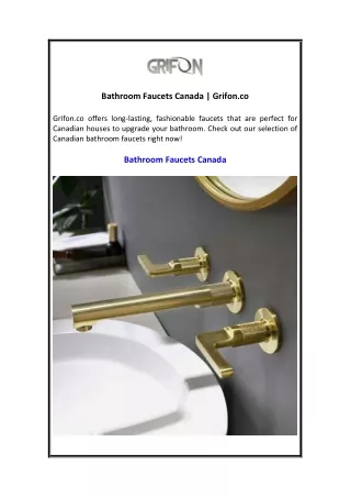 Bathroom Faucets Canada  Grifon.co