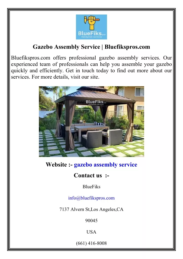 gazebo assembly service bluefikspros com