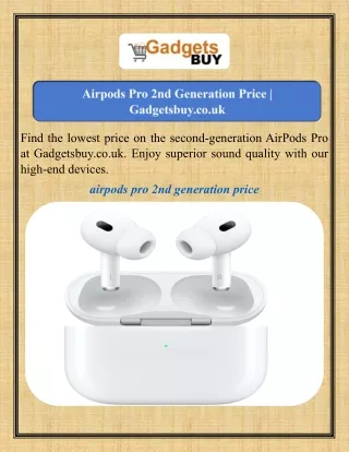 Airpods Pro 2nd Generation Price Gadgetsbuy.co.uk