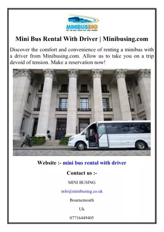 mini bus rental with driver minibusing com