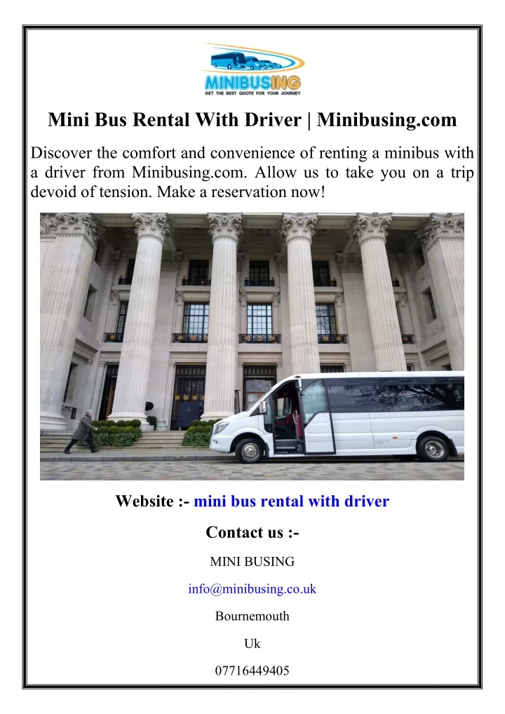 mini bus rental with driver minibusing com