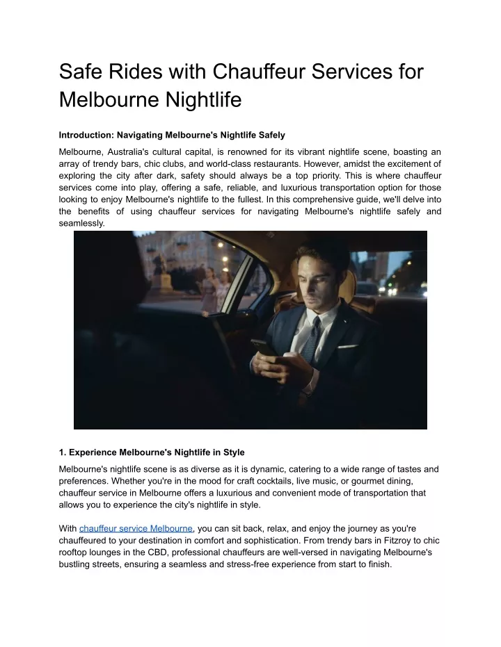 safe rides with chauffeur services for melbourne