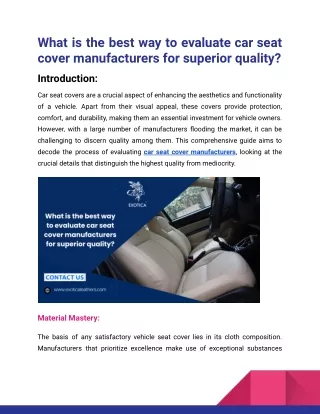 What is the best way to evaluate car seat cover manufacturers for superior quality_Exotica Leathers