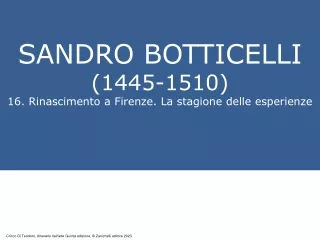 sandro botticelli 1445 1510 16 rinascimento a firenze la stagione delle esperienze