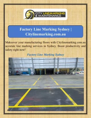 Factory Line Marking Sydney Citylinemarking.com.au