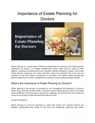Importance Of Estate Planning For Doctors