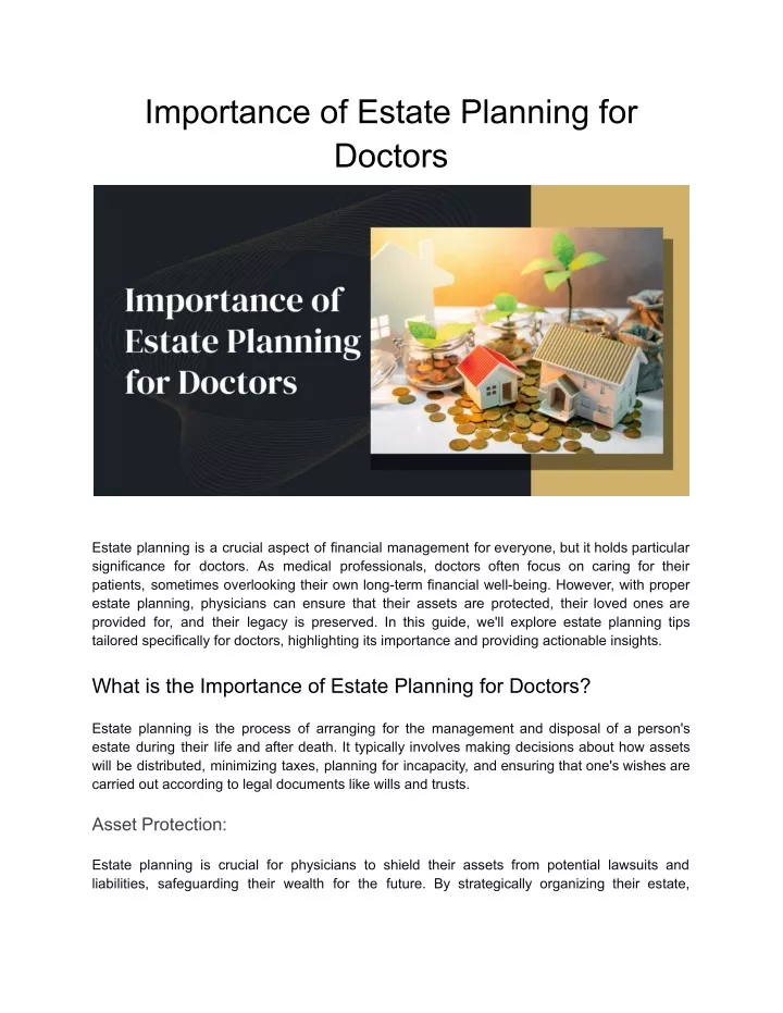 importance of estate planning for doctors