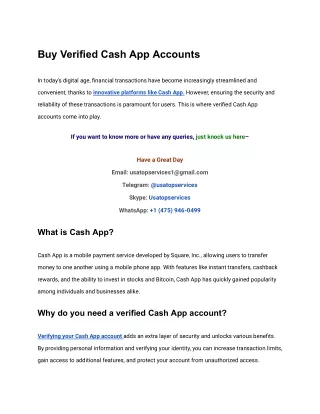 Top Place To Buy Verified Cash App Accounts
