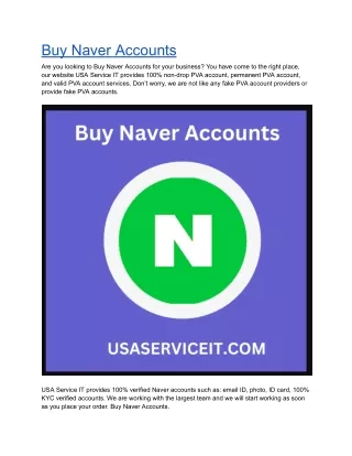 Buy Verified Naver Accounts - Full Verified & Fast Delivery
