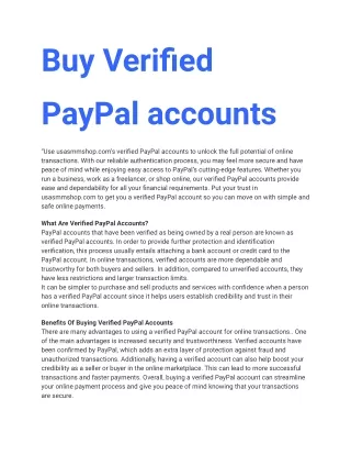 Buy Verified PayPal accounts