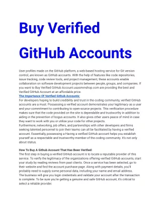 Buy Verified GitHub Accounts