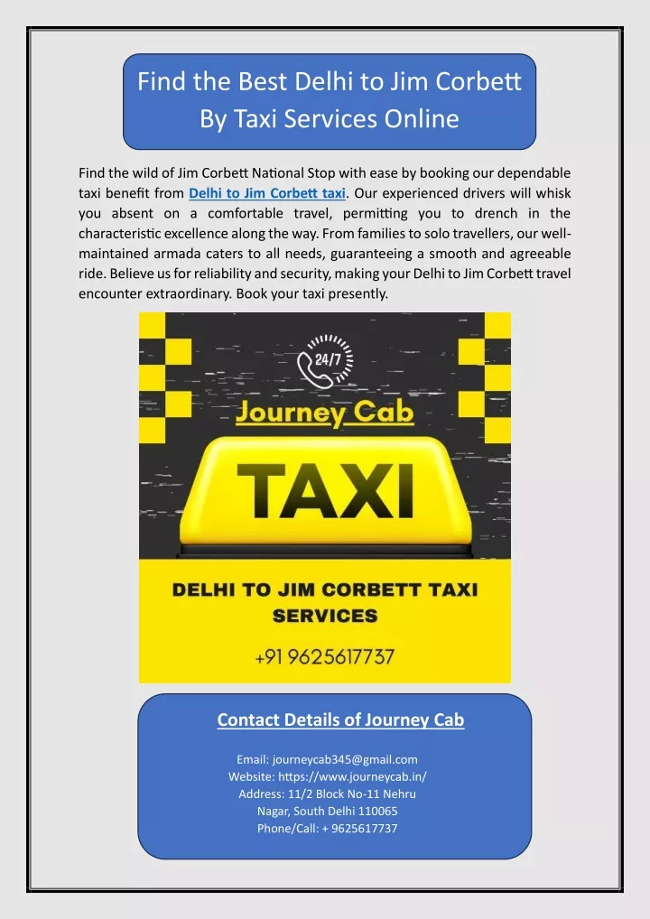find the best delhi to jim corbett by taxi