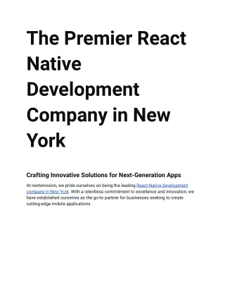 Leading React Native Development Company in New York | Next Envision