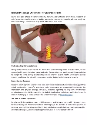 Is it worth seeing a chiropractor for lower back pain