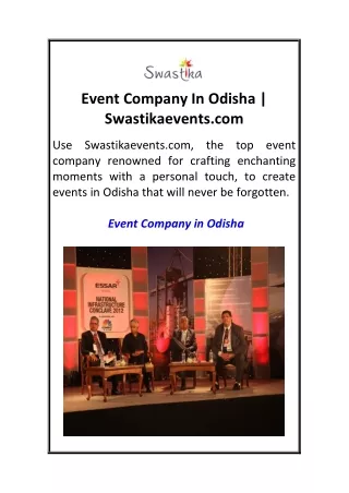 Event Company In Odisha  Swastikaevents.com