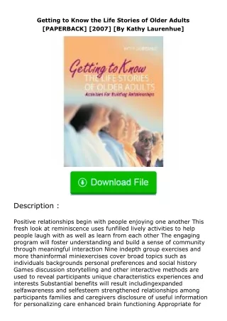 pdf❤(download)⚡ Getting to Know the Life Stories of Older Adults [PAPERBACK] [