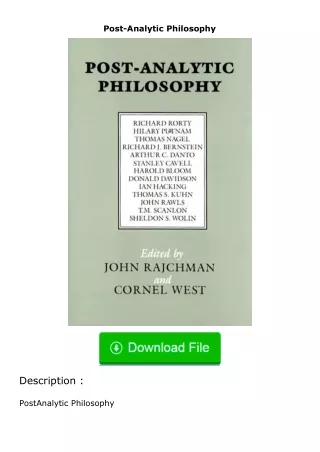 ❤️get (⚡️pdf⚡️) download Post-Analytic Philosophy