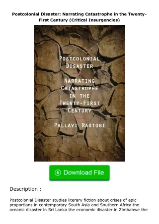 full✔download️⚡(pdf) Postcolonial Disaster: Narrating Catastrophe in the Twent