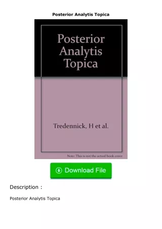 [PDF]❤READ⚡ Posterior Analytis Topica