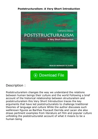 pdf❤(download)⚡ Poststructuralism: A Very Short Introduction