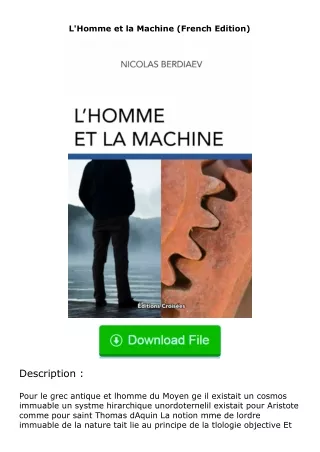 ❤PDF⚡ L'Homme et la Machine (French Edition)