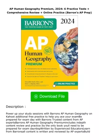 ✔️READ ❤️Online AP Human Geography Premium, 2024: 6 Practice Tests + Comprehen