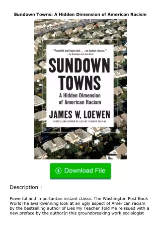 [READ]⚡PDF✔ Sundown Towns: A Hidden Dimension of American Racism