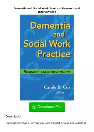 read ❤️(✔️pdf✔️) Dementia and Social Work Practice: Research and Interventions