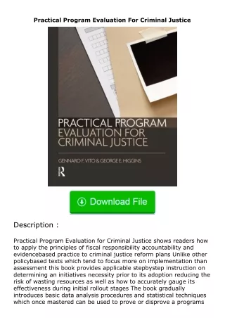 [PDF]❤READ⚡ Practical Program Evaluation For Criminal Justice