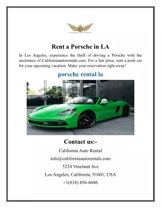 Rent a Porsche in LA