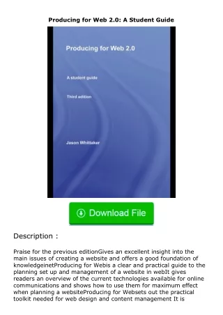 ❤️get (⚡️pdf⚡️) download Producing for Web 2.0: A Student Guide