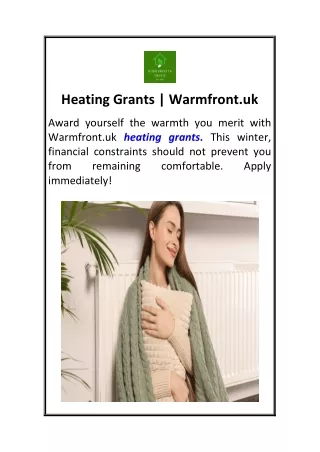 Heating Grants  Warmfront.uk