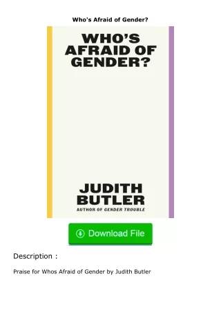 Pdf⚡(read✔online) Who's Afraid of Gender?