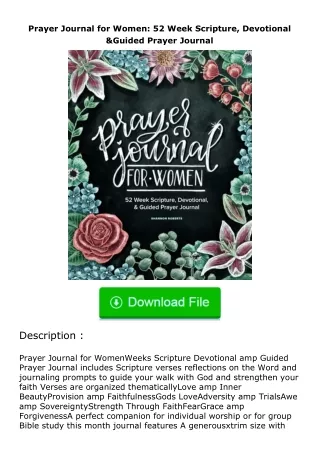 download⚡️ free (✔️pdf✔️) Prayer Journal for Women: 52 Week Scripture, Devotio