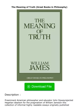 ❤️get (⚡️pdf⚡️) download The Meaning of Truth (Great Books in Philosophy)