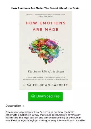 full✔download️⚡(pdf) How Emotions Are Made: The Secret Life of the Brain