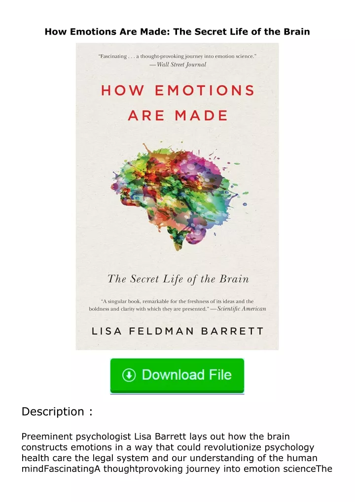 PPT - full download️⚡(pdf) How Emotions Are Made: The Secret Life of ...