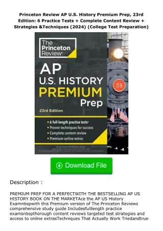 Download⚡PDF❤ Princeton Review AP U.S. History Premium Prep, 23rd Edition: 6 P